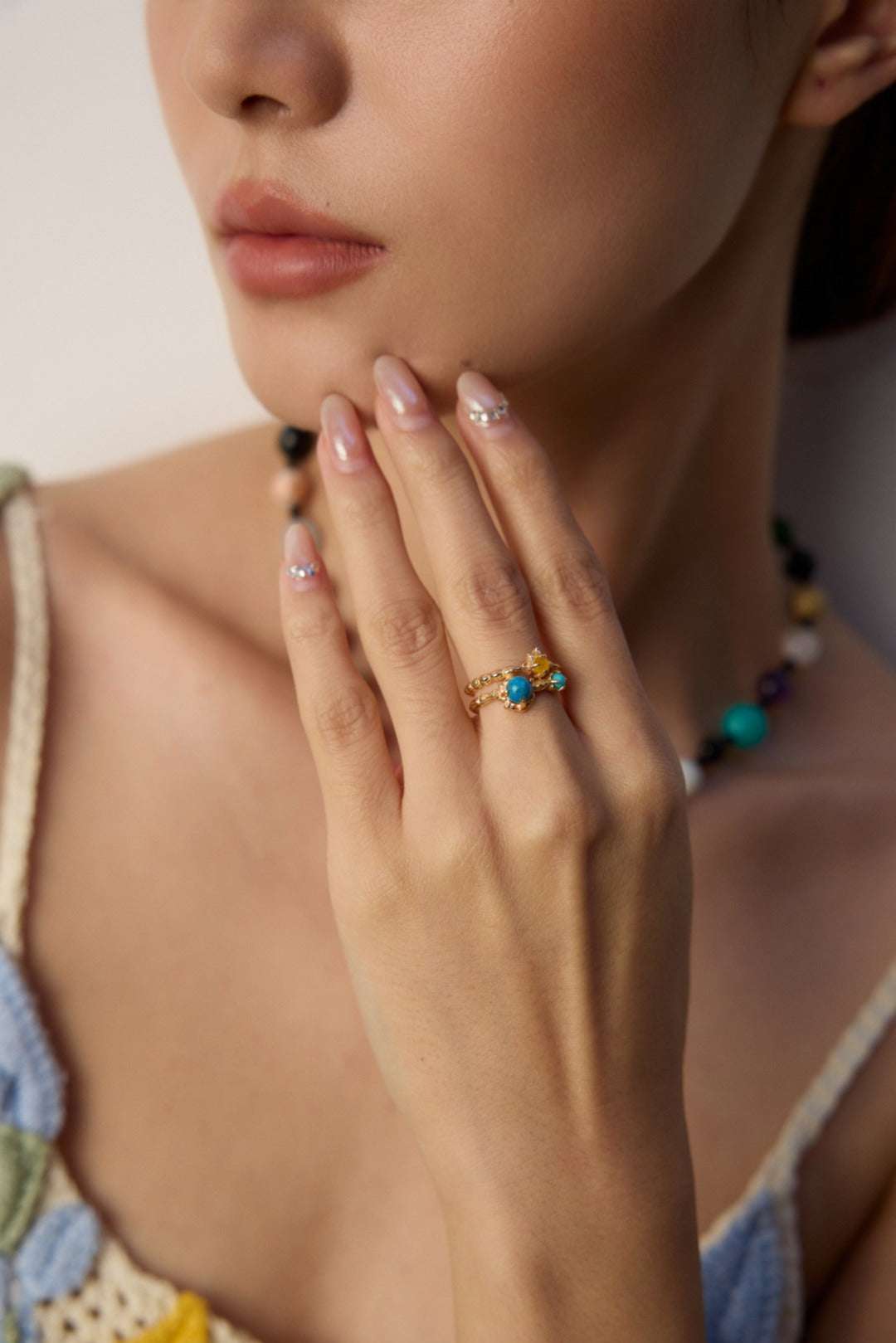 Turquoise Open Ring | Stylish Open Ring | Eudorra Jewelry