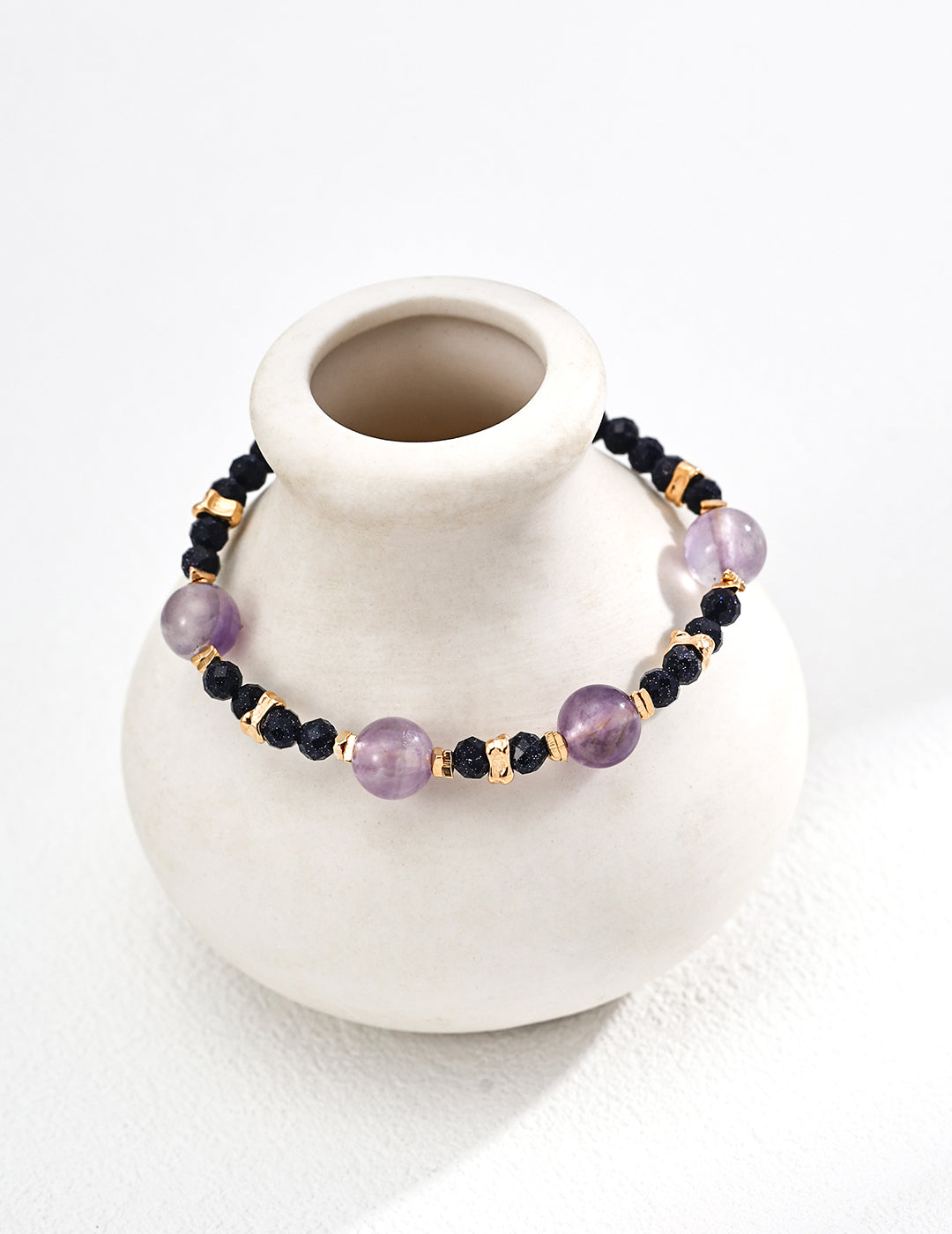 Amethyst Bead Bracelet | Amethyst Gemstone Bracelet | Eudorra Jewelry
