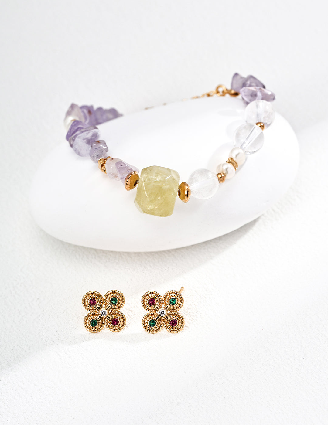 Lavender Crystal Bracelet | Lavender Silver Bracelet | Eudorra Jewelry