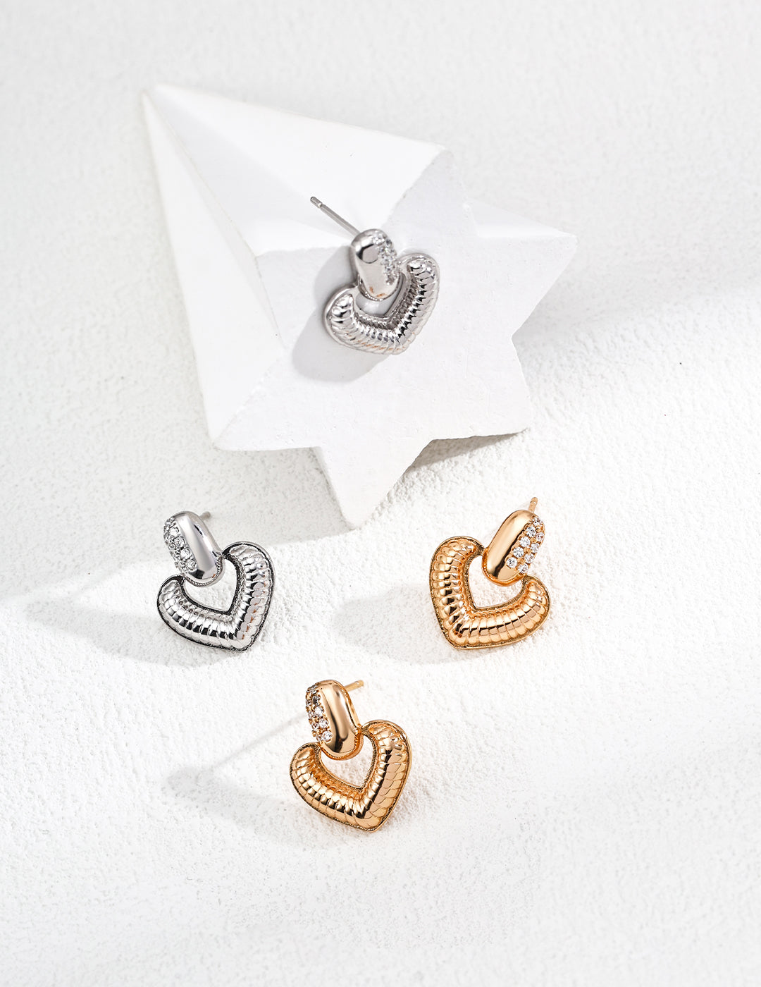 Heart Drop Earrings | Zirconia Drop Earrings | Eudorra Jewelry