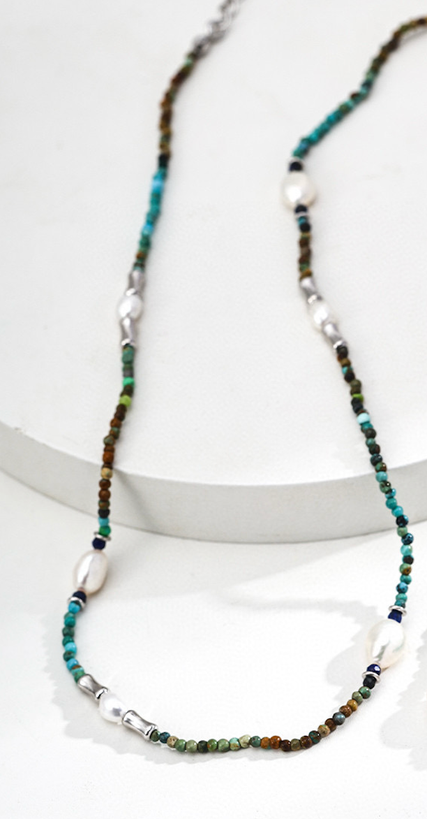 Lapis Lazuli Necklace | Turquoise Bead Necklace | Eudorra Jewelry