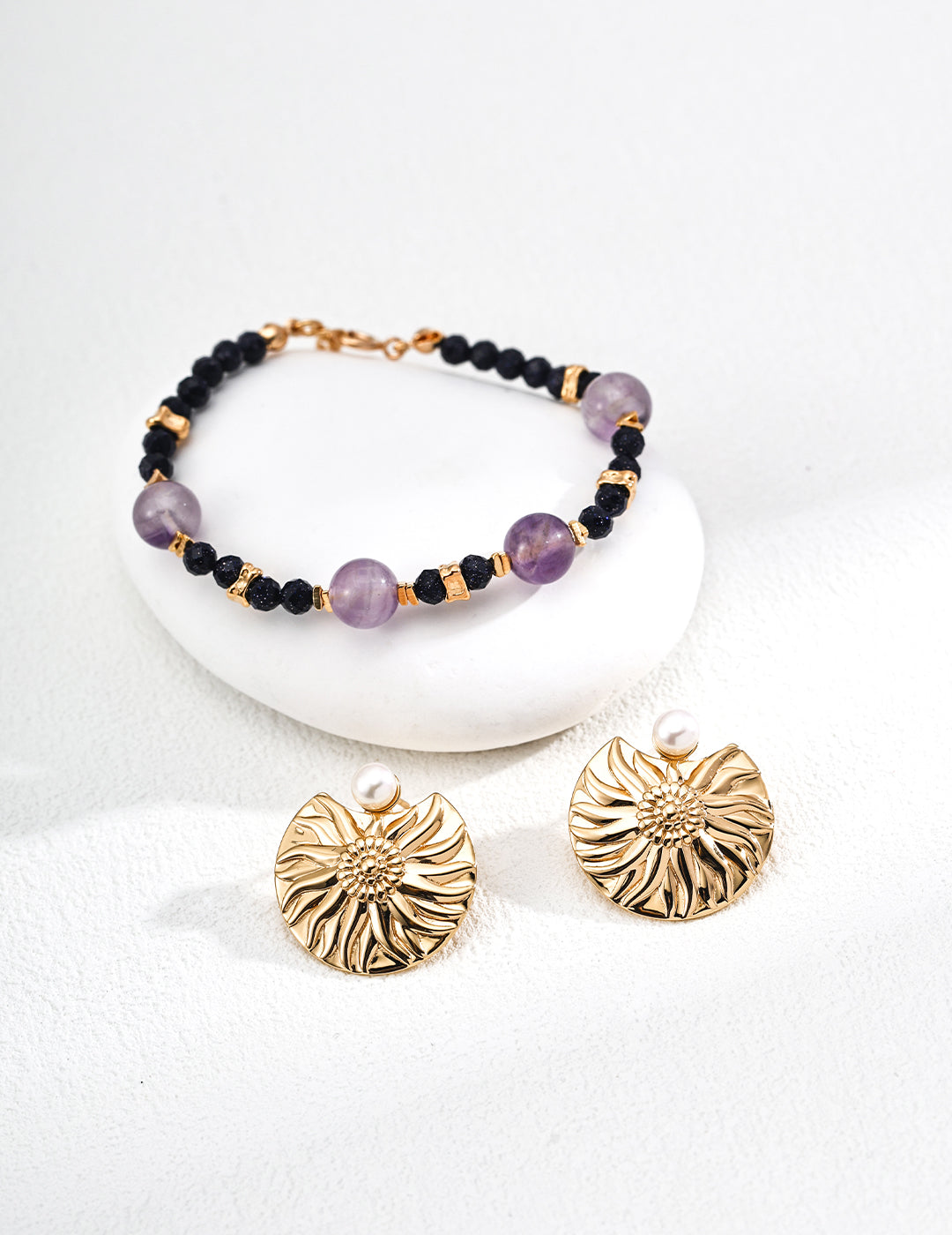 Amethyst Bead Bracelet | Amethyst Gemstone Bracelet | Eudorra Jewelry