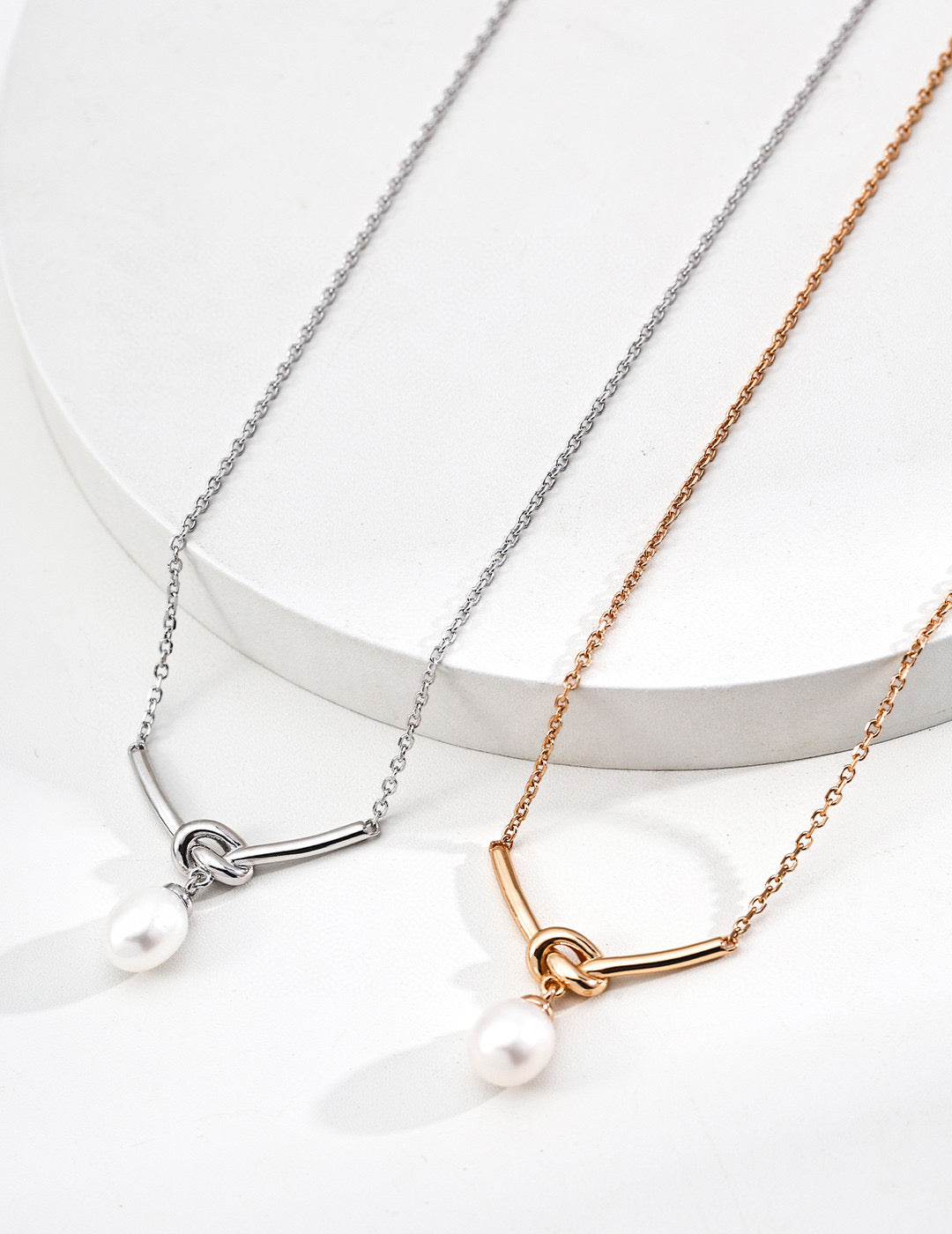 Knot Pearl Necklace | Silver Knot Necklace | Eudorra Jewelry
