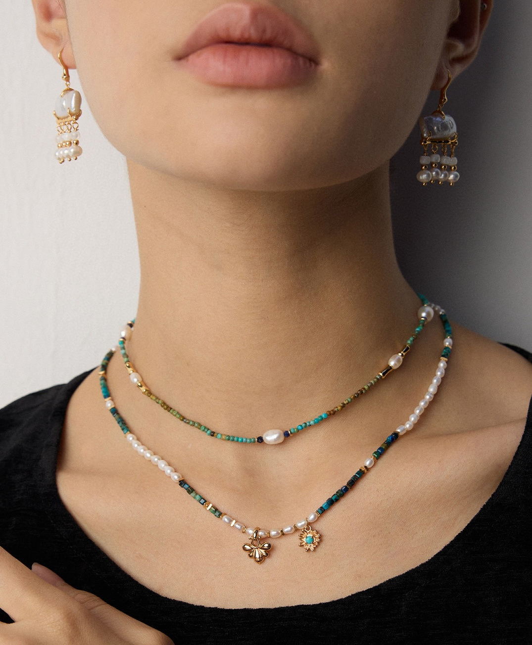 Lapis Lazuli Necklace | Turquoise Bead Necklace | Eudorra Jewelry