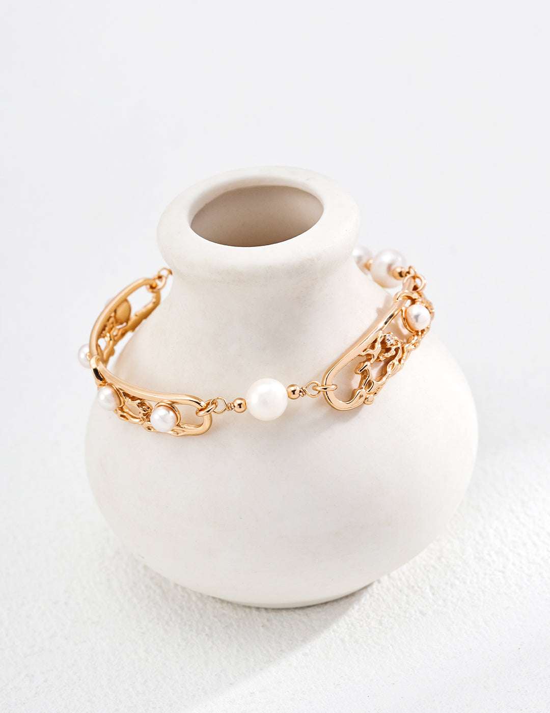 Patina Pearl Locket Bracelet |Eudorra Jewelry.