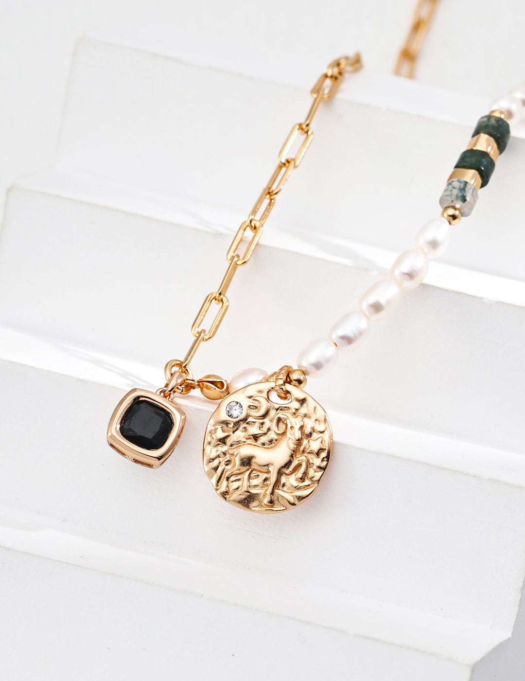Moss Agate Sonata Necklace |Eudorra Jewelry.