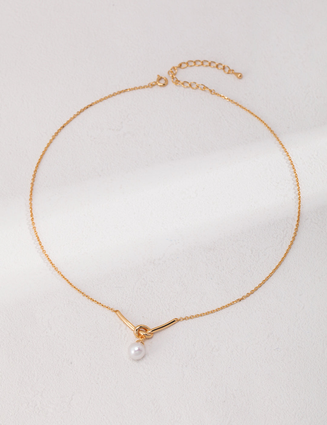 Knot Pearl Necklace | Silver Knot Necklace | Eudorra Jewelry