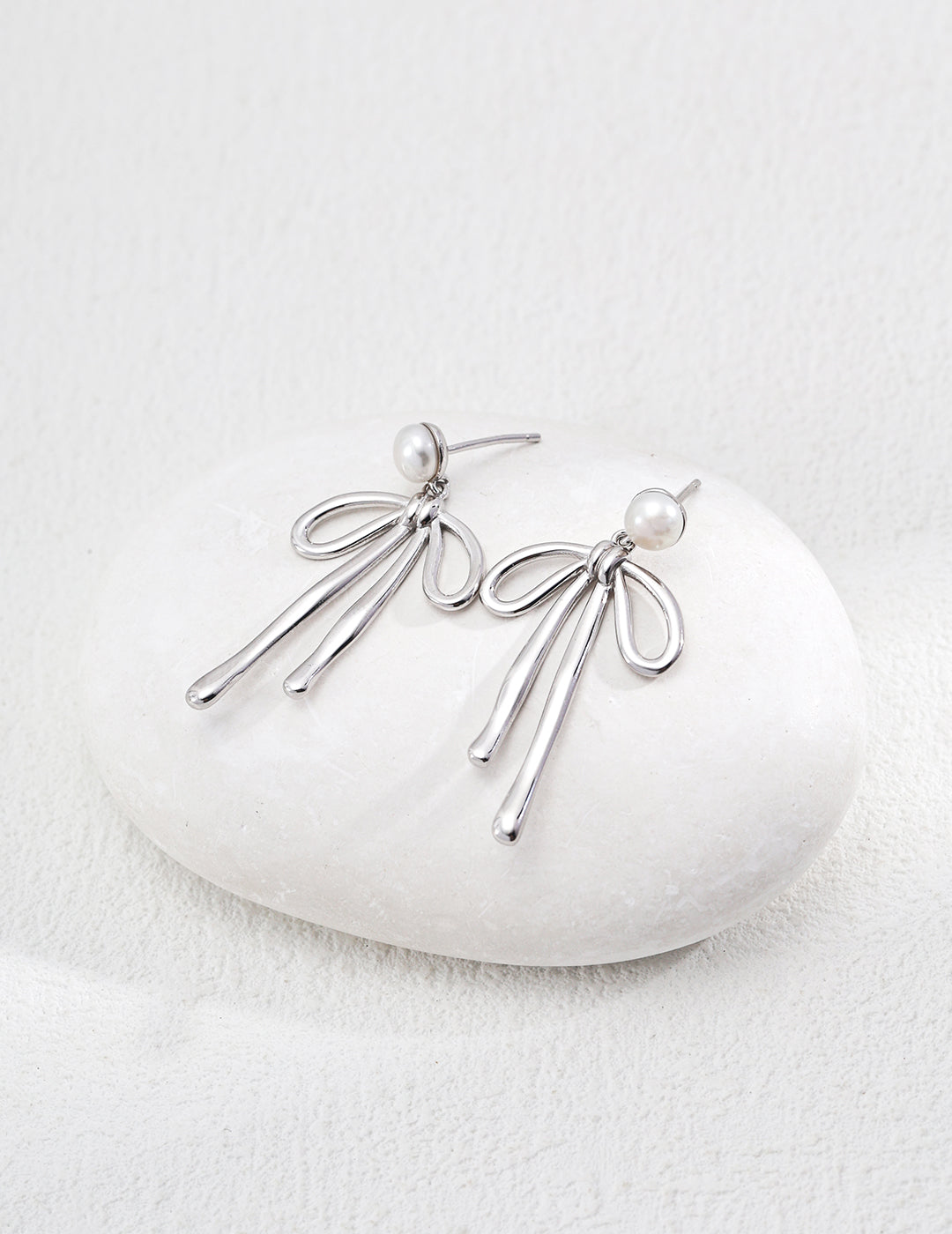 Pearl Bow Earrings|Women's Bow Earrings | Eudorra Jewelry