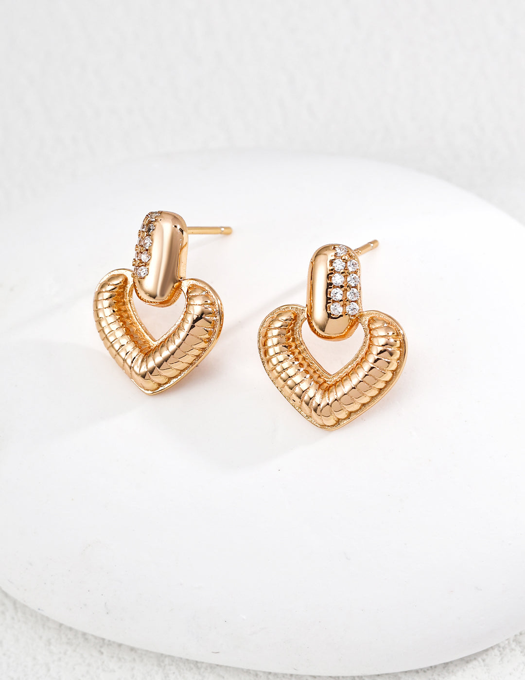 Heart Drop Earrings | Zirconia Drop Earrings | Eudorra Jewelry