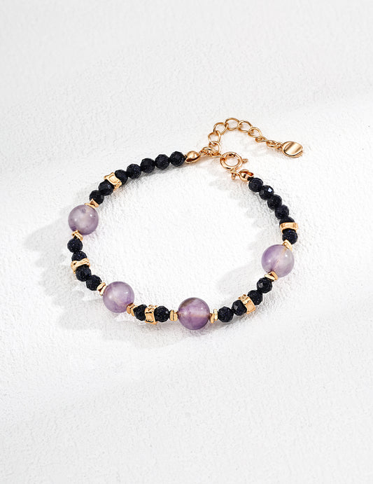 Amethyst Bead Bracelet | Amethyst Gemstone Bracelet | Eudorra Jewelry