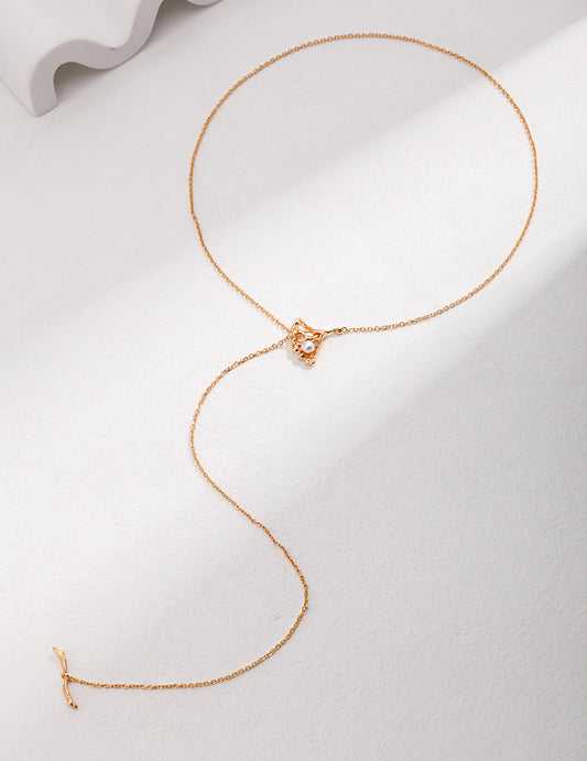 Ginkgo Leaf Necklace | Natural Pearl Necklace | Eudorra Jewelry