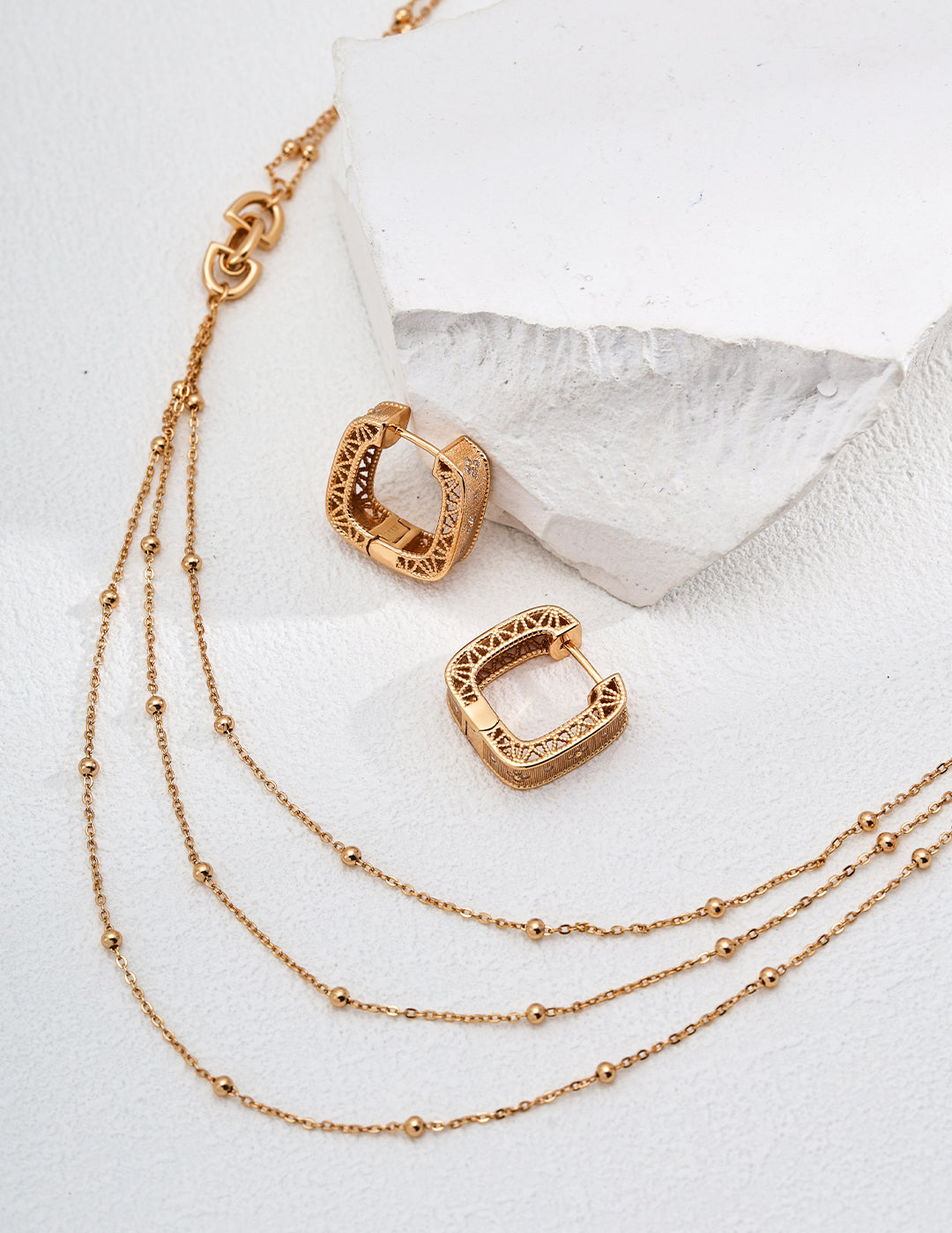 Unisex Chain Necklace | Triple Layer Necklace | Eudorra Jewelry